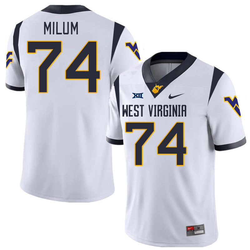 Men #74 Wyatt Milum West Virginia Mountaineers College 2024 New Uniforms Football Jerseys Stitched S